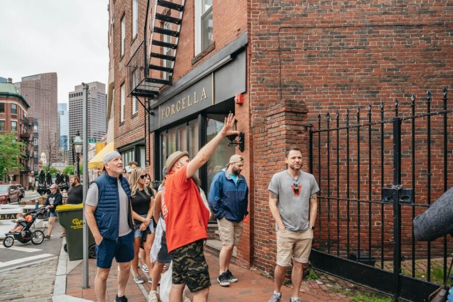 North End to Freedom Trail: Boston’s Food & History - Old City Hall and the bronzed Donkey: the day’s big photo-and-meaning break